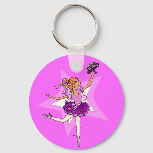 Ballerina princess purple pink keychain