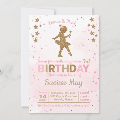 Ballerina Princess Sparkle Birthday Invitation