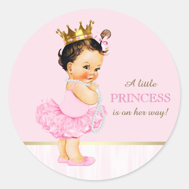 Ballerina Princess Tutu Baby Shower Classic Round Sticker (Front)