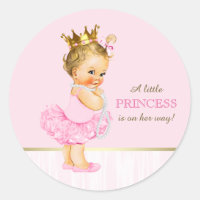 Ballerina Princess Tutu Pearls Baby Shower Classic Round Sticker