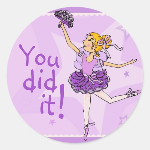 Ballerina purple and golden girl praise sticker