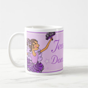 Ballerina purple dark hair name ballet class mug