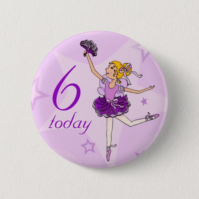 Ballerina purple girl birthday button (Front)