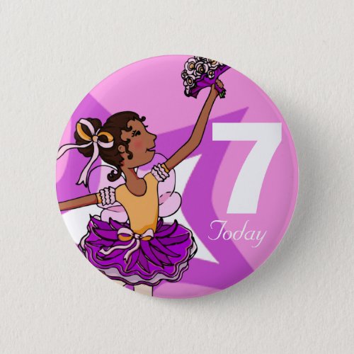 Ballerina purple pink blond girl birthday button