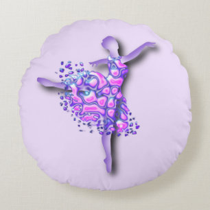Ballerina Purple Round Pillow Ballet Dancer Woman