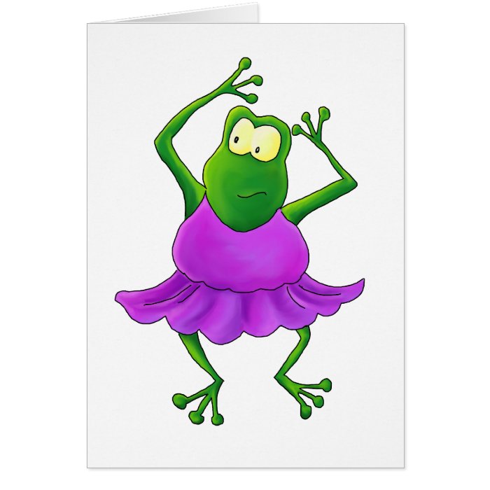 Ballerina Purple Tutu Dancing Frog Greeting Cards