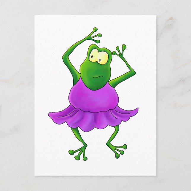 Ballerina Purple Tutu Dancing Frog Postcard (Front)