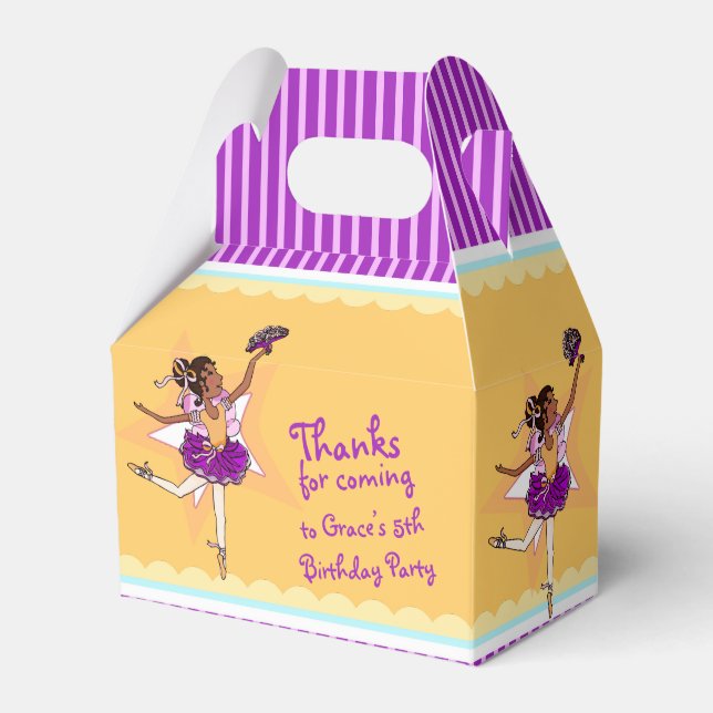 Ballerina purple yellow girls birthday favor box (Front Side)