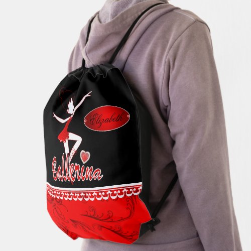 Ballerina _ Red Drawstring Bag