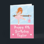 Ballerina Red Hair Girl Pink Happy Birthday Card<br><div class="desc">An adorable red haired ballerina in a pink tutu performing ballet beside a ballet barre in front of a mirror.
Graphics by MUJKA and PrettyGrafik</div>
