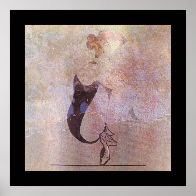 Ballerina Red Hair Woman Body Pink Rose Gold Poster (Front)
