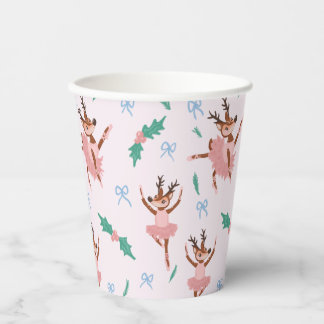 Ballerina Reindeer and Bows Christmas Paper Cups