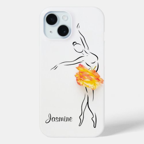 Ballerina Rose Ballet Dancer Personalized Name iPhone 15 Case