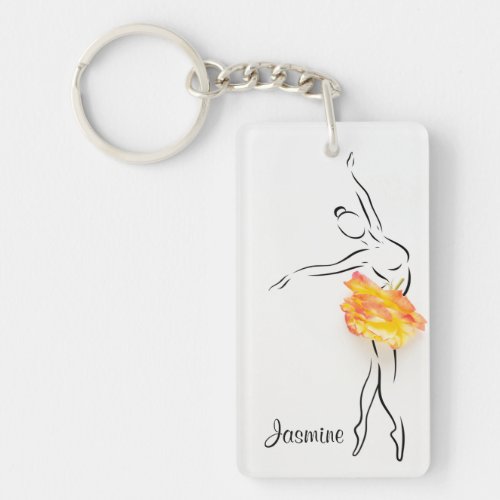 Ballerina Rose Ballet Dancer Personalized Name Keychain