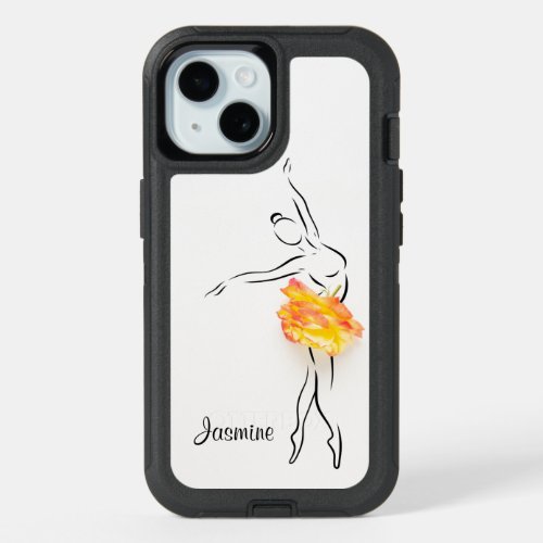 Ballerina Rose Ballet Dancer Personalized Name iPhone 15 Case