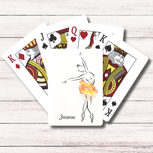 Ballerina Rose Ballet Dancer Personalized Name Poker Cards (Creator Uploaded)