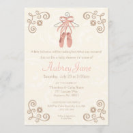 Ballerina Shoes Ballet Baby Girl Shower Invitation