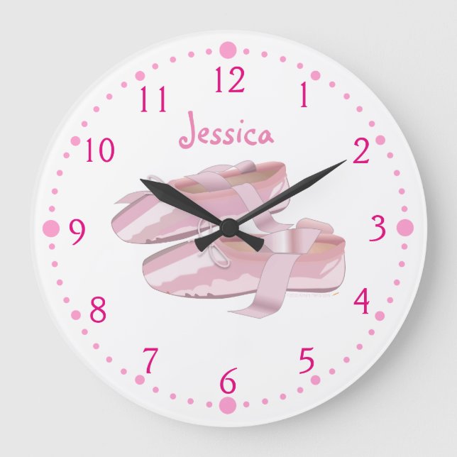 Ballerina Shoes Clock Personalized Ballet Gift (Front)