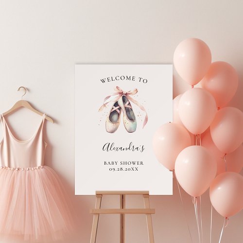Ballerina Shoes Pink Baby Girl Shower Welcome Sign