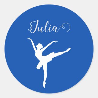 ballerina silhouette  cobalt  blue & white