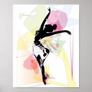 Ballerina silhouette colorful pastel customizable poster