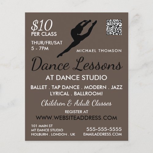 Ballerina Silhouette Dance Lesson Advertising Flyer
