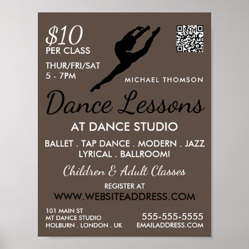 Ballerina Silhouette Dance Lesson Advertising Poster