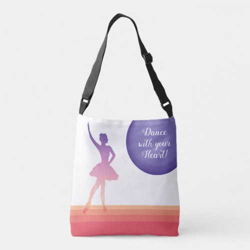 Ballerina silhouette dance polygonal color design crossbody bag