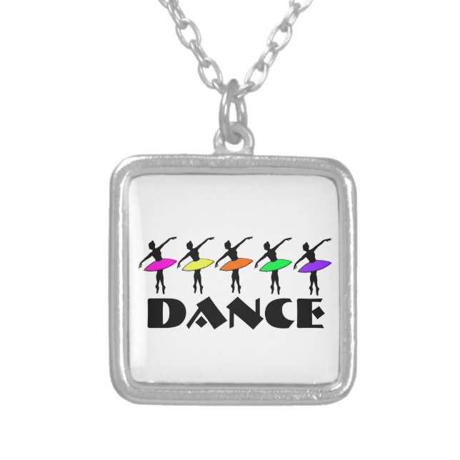 Ballerina Silhouette Dancer Dance Ballet Necklace (Front)