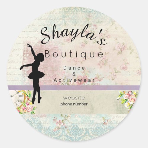Ballerina Silhouette Elegant Vintage Business Classic Round Sticker