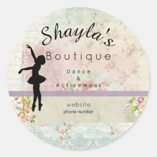 Ballerina Silhouette Elegant Vintage Business Classic Round Sticker
