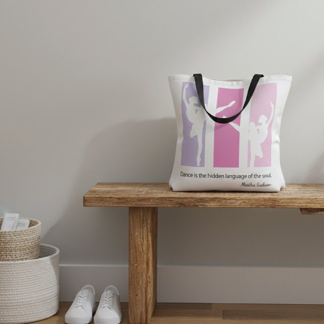 Ballerina Silhouette in Pink Tote Bag (Creator Uploaded)
