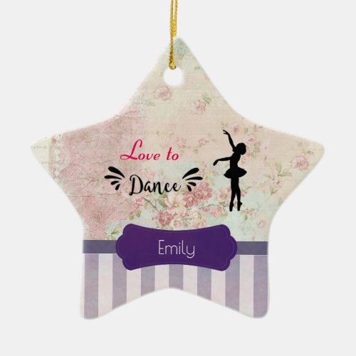 Ballerina Silhouette Love to Dance Ceramic Ornament