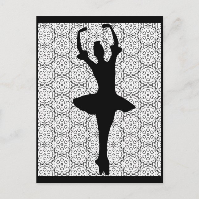 Ballerina Silhouette on a Heart Mandala background Postcard (Front)
