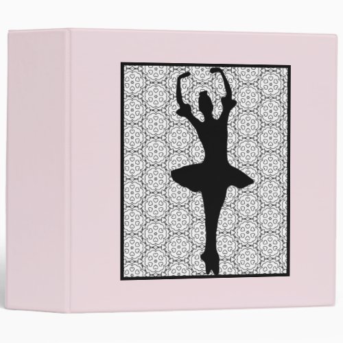 Ballerina Silhouette on a Heart Mandala Pattern Binder