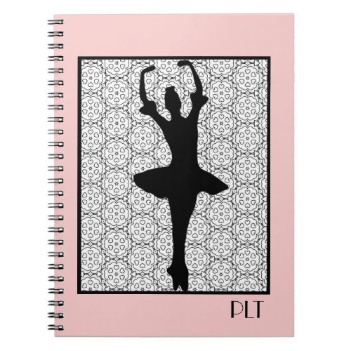 Ballerina Silhouette on a Heart Mandala Pattern Notebook
