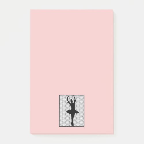 Ballerina Silhouette on a pale Pink bckground Post_it Notes