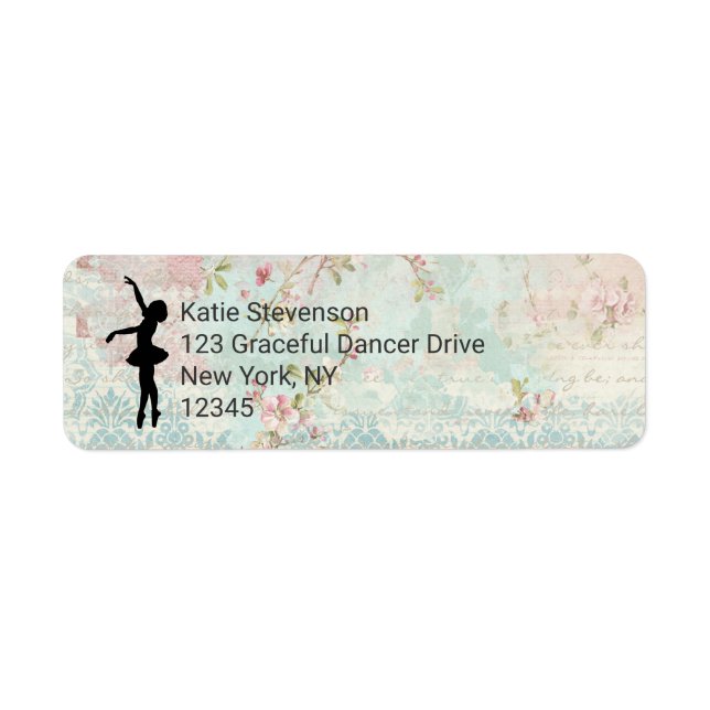 Ballerina Silhouette on Elegant Vintage Pattern Label (Front)