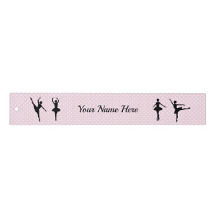 Ballerina silhouettes on pink polka dot - add name ruler
