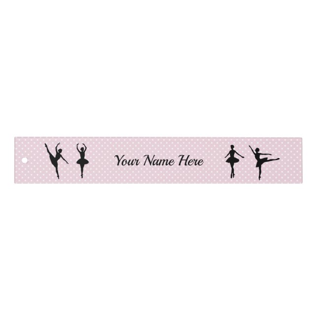 Ballerina silhouettes on pink polka dot - add name ruler (Front)