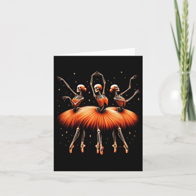 Ballerina Skeleton Dance Funny Halloween Ballet 1  Card (Front)