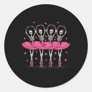 Ballerina Skeleton Dance Funny Halloween Ballet Classic Round Sticker