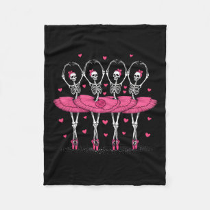 Ballerina Skeleton Dance Funny Halloween Ballet Fleece Blanket