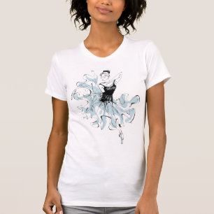 Ballerina Sketch in Blue T-Shirt