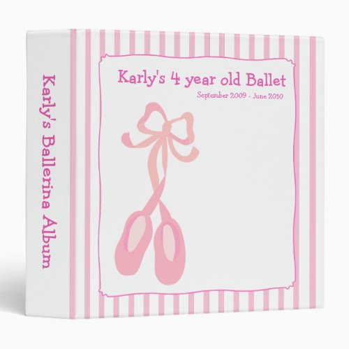 BALLERINA Slippers Ballet Girl Photo Album 3 Ring Binder