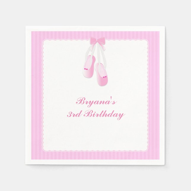 Ballerina Slippers Pink Ballet Party Napkins (Front)