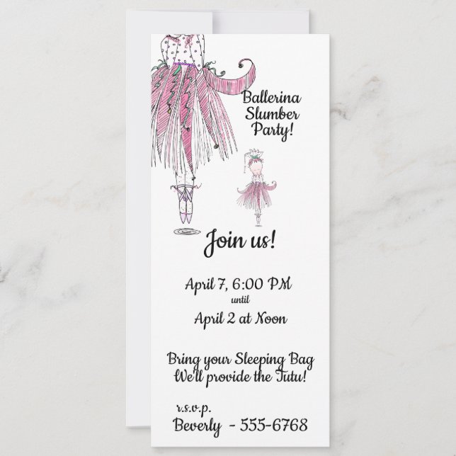 Ballerina Slumber Party Invitation (Front)