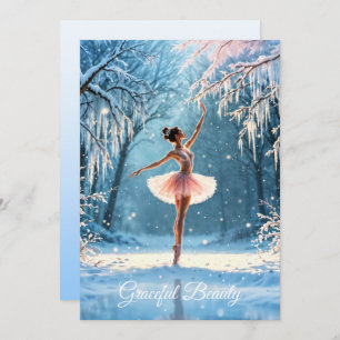 Ballerina snow dance winter beauty art holiday card