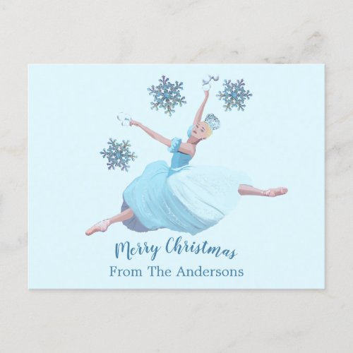 Ballerina Snowflakes The Nutcracker Holiday Postcard