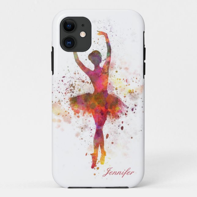 Ballerina Splatter Art Personalized Name | Ballet Case-Mate iPhone Case (Back)